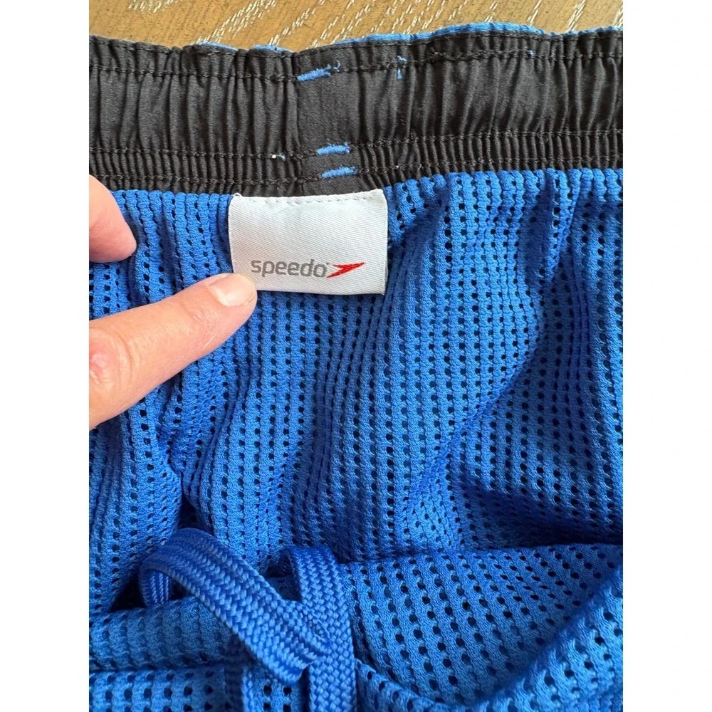 Speedo‎ Mens Swim Trunks Blue Elastic Waist Mesh Lined Pockets Royal Blue Shorts